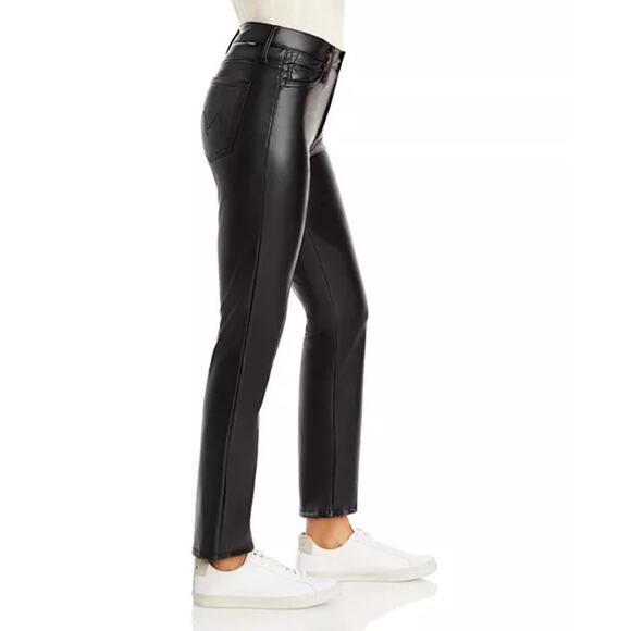 Mother The Insider Ankle Size 27 Wax On Wax Off Black Faux Leather Pants Jeans - Picture 2 of 16